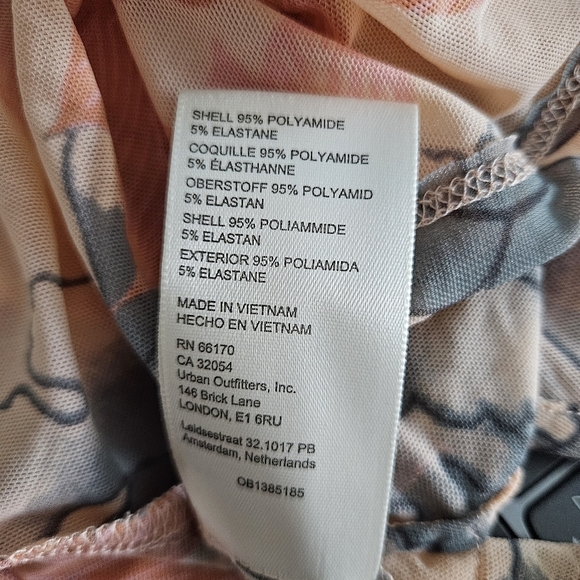 Free People NWT Women's XL Peach Mesh Floral Button-Up Blouse Long Sleeve Boho - Picture 7 of 7